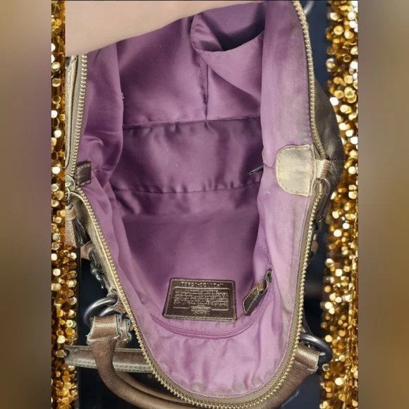 Vintage Coach Metallic Gold Madison Sophia Satchel - Picture 12 of 16